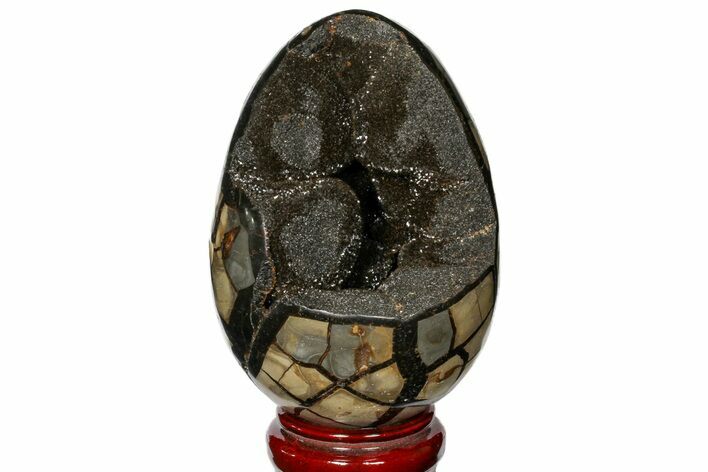 Septarian Dragon Egg Geode - Black Crystals #121256
